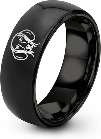 Gift for Dog Mom - Dachshund Ring - Brushed Polished - Personalized Custom Engraving - Anniversary Wedding - Tungsten Carbide - 8mm - Flat Dome Bevel - Men Women - Band - Gunmetal Black Yellow Gold in Kuwait