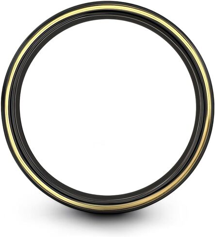 Gift for Dog Mom - Dachshund Ring - Brushed Polished - Personalized Custom Engraving - Anniversary Wedding - Tungsten Carbide - 8mm - Flat Dome Bevel - Men Women - Band - Gunmetal Black Yellow Gold in Kuwait