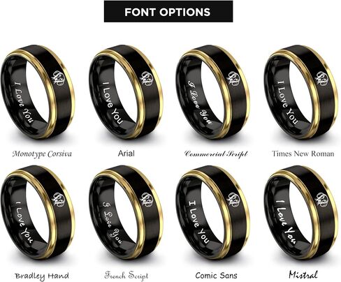 Gift for Dog Mom - Dachshund Ring - Brushed Polished - Personalized Custom Engraving - Anniversary Wedding - Tungsten Carbide - 8mm - Flat Dome Bevel - Men Women - Band - Gunmetal Black Yellow Gold in Kuwait