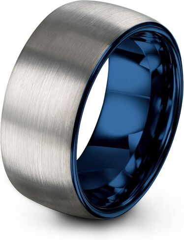Tungsten Wedding Band Ring Black 10mm Men Women Comfort Fit 18k Rose Gold Flat Cut Dome Brushed Polished in Saudi Arabia