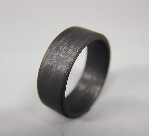 Full Carbon Fiber Ring, Matte Finish, Flat Black Band, Durable, Scratch Resistant, Waterproof, Sizes 4-16, Custom Band Widths, Made in the USA in Kuwait