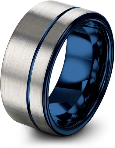 Tungsten Wedding Band Ring Black 10mm Men Women Comfort Fit 18k Rose Gold Flat Cut Dome Brushed Polished in Saudi Arabia