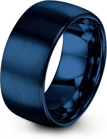 Tungsten Wedding Band Ring Black 10mm Men Women Comfort Fit 18k Rose Gold Flat Cut Dome Brushed Polished in Saudi Arabia