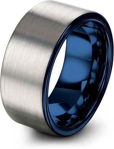Tungsten Wedding Band Ring Black 10mm Men Women Comfort Fit 18k Rose Gold Flat Cut Dome Brushed Polished in Saudi Arabia