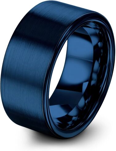 Tungsten Wedding Band Ring Black 10mm Men Women Comfort Fit 18k Rose Gold Flat Cut Dome Brushed Polished in Saudi Arabia