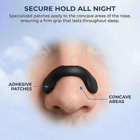 Non-Magnetic Nasal Bands to Help Reduce Snoring, Professional Reusable Nose Dilator and Airflow Opener for Sleep and Sport, Includes 30-Day Supply of Adhesive Patches and 2 Sizes of Bands (Black) in Saudi Arabia