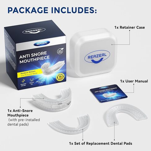 Anti Snore Mouthpiece – Adjustable Intraoral Device Designed to Help Reduce Snoring for Adults (18+) with Retainer Case (Transparent) in Saudi Arabia