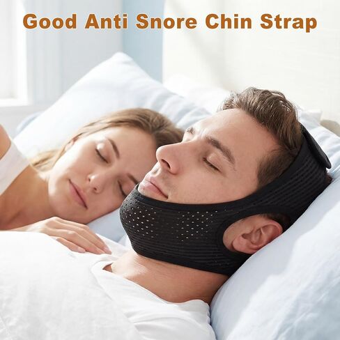 Sleep Apnea Devices - Chin Strap for Sleeping, Airflow Jaw Strap, Effective Anti Snoring Solution for Men and Women, Anti Snore Devices Breathable and Reusable (Black & 54CM & 1PCS) in Saudi Arabia