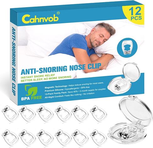 12 Pack Anti Snoring Nose Clip - Adjustable Magnetic Clip, Effective Snoring Solution for Smooth Nasal Breathing, Comfortable Design for Quieter Sleep (Size 4) in Saudi Arabia