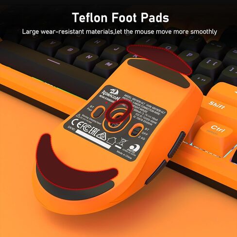 Redragon M816-PRO Wireless Gaming Mouse, 26K DPI Tri-Mode 61G Ultra-Light Mouse Gaming, RGB, 6 Full Programmable Buttons Mice, Software Support, 200Hrs Long Battery Life for PC, Mac in Kuwait