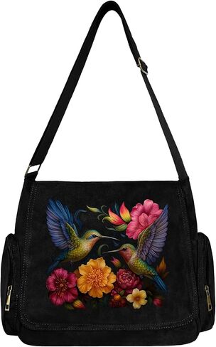 Pattern Messenger Bag Cute Suede Crossbody Bags Women/Men Shoulder Handbags Messenger Purses with Pockets in Saudi Arabia