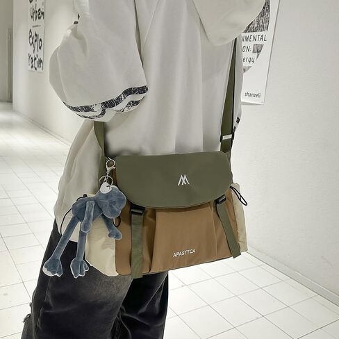 Kawaii Messenger Bag for Women Nylon Crossbody Bags with Cute Accessory Pendant Y2K Aesthetic Purse in Saudi Arabia