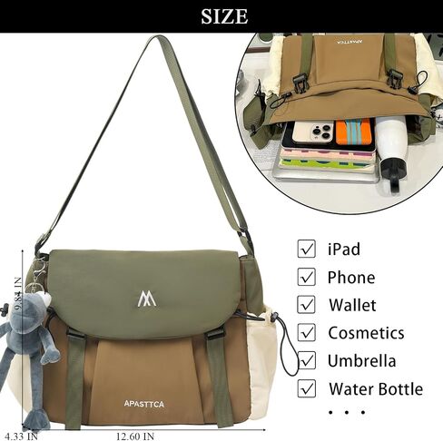 Kawaii Messenger Bag for Women Nylon Crossbody Bags with Cute Accessory Pendant Y2K Aesthetic Purse in Saudi Arabia