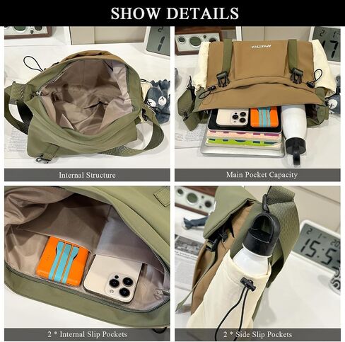 Kawaii Messenger Bag for Women Nylon Crossbody Bags with Cute Accessory Pendant Y2K Aesthetic Purse in Saudi Arabia