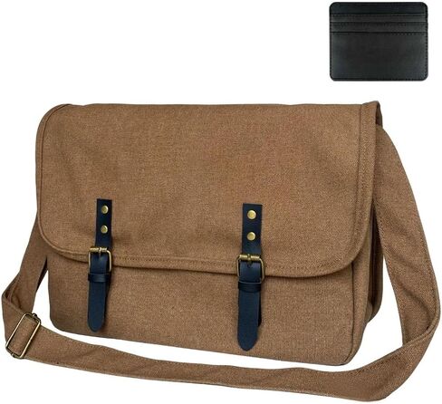 Canvas Messenger Bag for Men Women Large Crossbody Bag Hobo for 14inch Laptop Vintage Satchel for College Travel Work in Kuwait