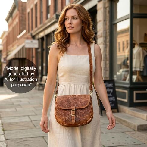 Messenger Bag 11 Inch Genuine Leather Briefcase Medium Leather Laptop Bag，Vintage Crossbody Office Satchel Travel Single-shoulder bag, Brown in Saudi Arabia