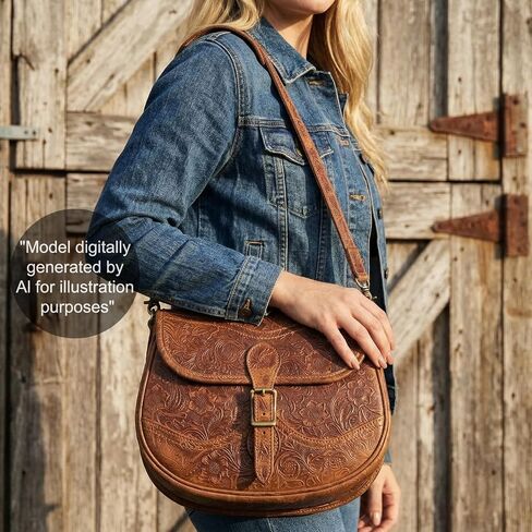 Messenger Bag 11 Inch Genuine Leather Briefcase Medium Leather Laptop Bag，Vintage Crossbody Office Satchel Travel Single-shoulder bag, Brown in Saudi Arabia