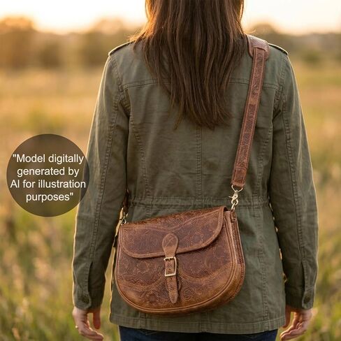 Messenger Bag 11 Inch Genuine Leather Briefcase Medium Leather Laptop Bag，Vintage Crossbody Office Satchel Travel Single-shoulder bag, Brown in Saudi Arabia