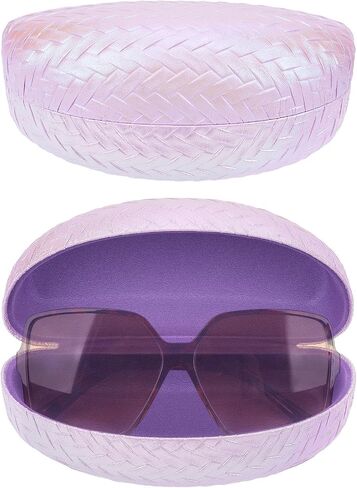 Linkidea Oversized Sunglasses Case, Large Frame Glasses Case for Sunglass, Eyeglasses Travel Bag Compatible with Rayban Square Shaped/Aviator Reverse/William Titanium (Pink) in Kuwait