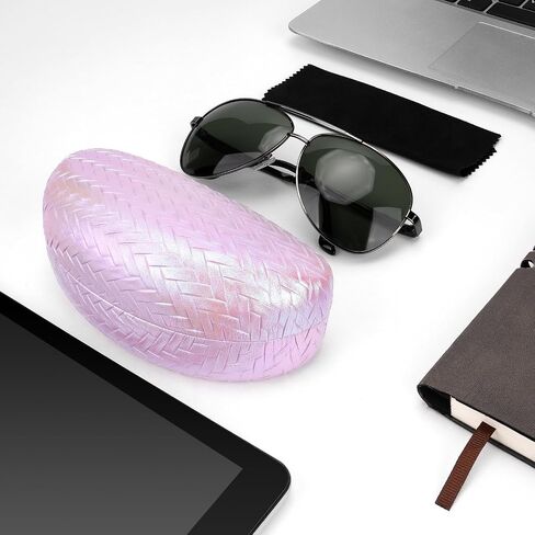 Linkidea Oversized Sunglasses Case, Large Frame Glasses Case for Sunglass, Eyeglasses Travel Bag Compatible with Rayban Square Shaped/Aviator Reverse/William Titanium (Pink) in Kuwait