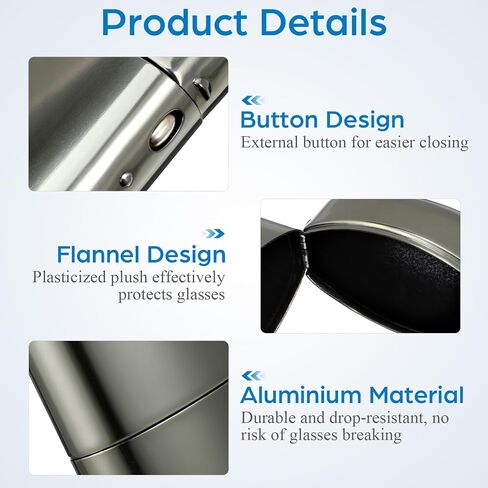 Hard Shell Case Portable Metal Eyeglass Box Lightweight Compact Design Protective Organizer for Travel and Daily Use Gray Finish in Kuwait