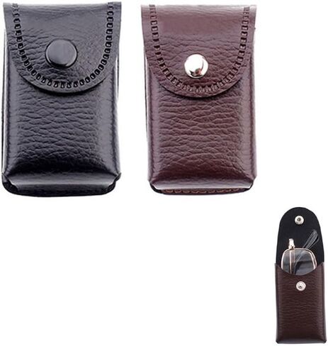 2 Pack Reading Glasses Case with Hard Shell Protective Cover PU Leather Folding Reading Glasses Storage Pouch Belt Bag Protector Organizer for Foldable Readers Pocket Compact Folding Sunglasses in Saudi Arabia