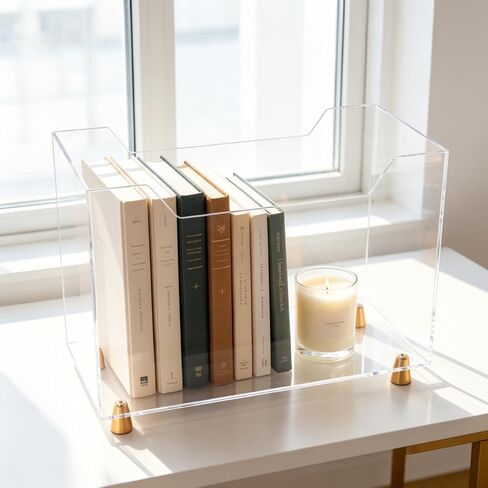 Acrylic Magazine Holder, Crystal Clear Magazine Rack Floor with Metal Feet, Files Newspapers Book Organizer for Bathroom, Living Room, Home Office in Saudi Arabia