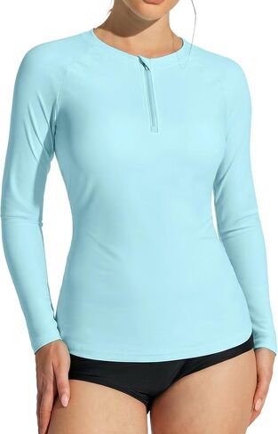 Ewedoos Rash Guard للنساء ملابس سباحة طويلة الأكمام بعامل حماية من الأشعة فوق البنفسجية 50+ قمصان سباحة للمرأة مع عامل حماية من الشمس وحماية من الأشعة فوق البنفسجية، قميص سباحة Rashguard in Kuwait