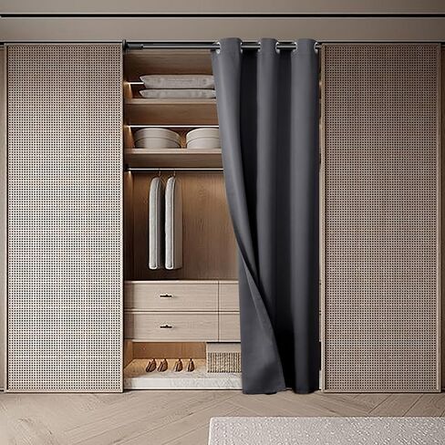 BGment Doorway Curtain for Closets Without Doors - 34 x 80 Inch 1 Panel Dark Grey Thermal Insulated Privacy Blackout Curtain for French Door Hallway in Saudi Arabia