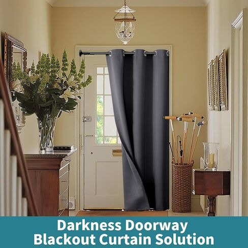 BGment Doorway Curtain for Closets Without Doors - 34 x 80 Inch 1 Panel Dark Grey Thermal Insulated Privacy Blackout Curtain for French Door Hallway in Saudi Arabia