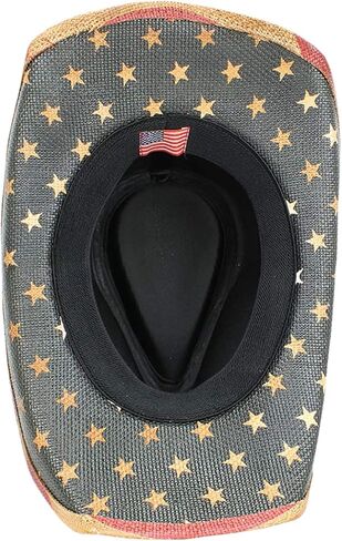 Men’s Vintage Tea-Stained USA American Flag Cowboy Hat w/Western Shape-It Brim in Kuwait