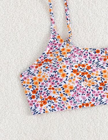 YIMISAN Women's Two Piece Swimsuit Floral Print Bikini Sets Spaghetti Straps Scoop Neck Mid Waist Cheeky Bathing Suit in Saudi Arabia