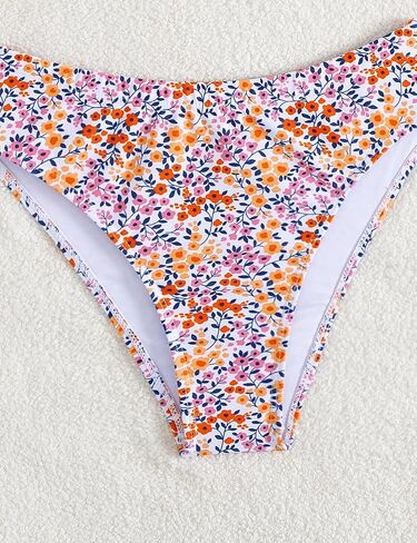 YIMISAN Women's Two Piece Swimsuit Floral Print Bikini Sets Spaghetti Straps Scoop Neck Mid Waist Cheeky Bathing Suit in Saudi Arabia