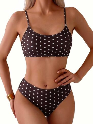 YIMISAN Women's Two Piece Swimsuit Floral Print Bikini Sets Spaghetti Straps Scoop Neck Mid Waist Cheeky Bathing Suit in Saudi Arabia