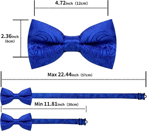 DiBanGu Silk Paisley Bow Tie for Men Soild Pre-tied Bowtie and Jacquard Woven Pocket Square Cufflinks Set for Wedding Party in Kuwait
