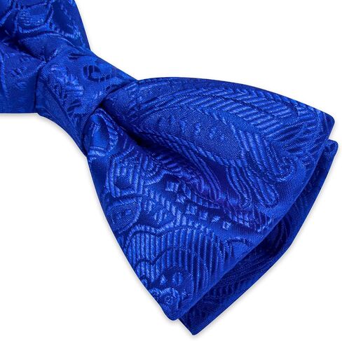 DiBanGu Silk Paisley Bow Tie for Men Soild Pre-tied Bowtie and Jacquard Woven Pocket Square Cufflinks Set for Wedding Party in Kuwait