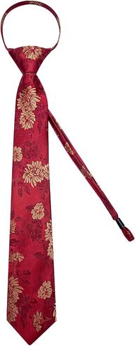 DiBanGu Mens Adjustable Zipper Tie Set Paisley Pre-tied Tie | Mens Zipper Ties For Men, Paisley Silk Tie with Pocket Square, Lapel Pin Cufflinks, Wedding Business, in Kuwait