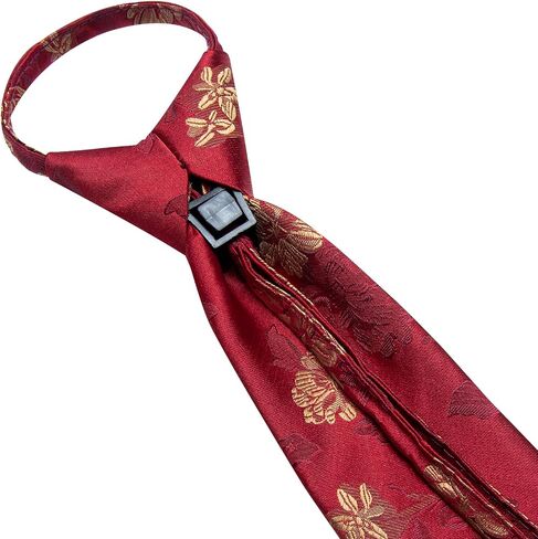 DiBanGu Mens Adjustable Zipper Tie Set Paisley Pre-tied Tie | Mens Zipper Ties For Men, Paisley Silk Tie with Pocket Square, Lapel Pin Cufflinks, Wedding Business, in Kuwait