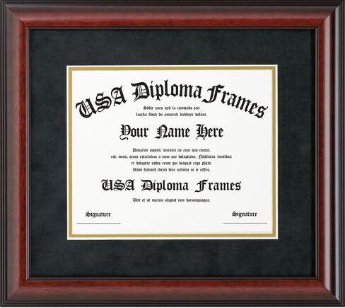 Cherry Mahogany Matte Diploma Frame Fits 14 x 17 Documents - Diploma Frame with Black Mat for 14x17 Degrees - Professional Diploma Frame in Saudi Arabia