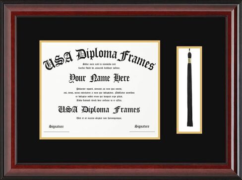 Cherry Glossy Diploma Frame with Black Suede Matting and Tassel Opening (11x14 documents or certificates) in Saudi Arabia