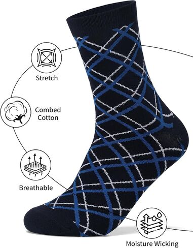 Forony Mens Dress Socks 6 Pair Combed Cotton Classic Patterns Comfort Nice Size 8-13 in Saudi Arabia