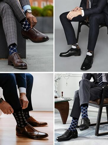 Forony Mens Dress Socks 6 Pair Combed Cotton Classic Patterns Comfort Nice Size 8-13 in Saudi Arabia