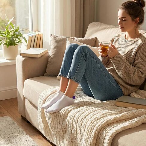 20 Pairs Women Pom Pom Socks Ankle Lowcut Seamless Socks with Balls on The Back for Women Men in Saudi Arabia