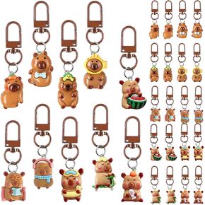 30 Pcs Adorable Capybara Keychains Set - Kawaii Animal Bag Charms with 10 Designs, 3 Styles (Cute, Classic, Vivid) for Gifts, Backpack Decor, Party Favors in Saudi Arabia
