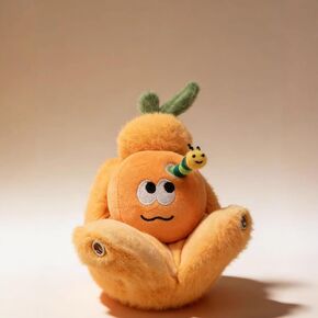 Adorable Orange Tangerine Plush Keychain with Hidden Ring Compartment, Peelable Design, Soft Stuffed Toy with Green Leaves in Saudi Arabia