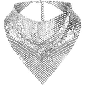 Shimmering Bandanas Scarf for Party Punk Metallic Neck Scarf for Women Fashion Neck Tie Club Party Costume Neckwear in Saudi Arabia
