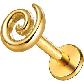 16G ASTM F136 Titanium Threaded/Threadless Spiral Nose Studs Piercing Tops for Conch,Tragus,Helix,Lobe With 6mm/8mm Lengths Post Flatback earring nose Jewelry in Saudi Arabia