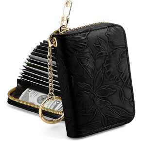 credit card holder for women，Embossed leather Rfid wallet women， KeyChain Wallet in Saudi Arabia