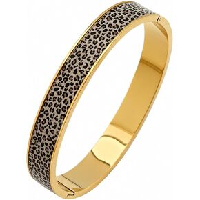 OSIRIDEH2 Leopard Print Bracelet for Women, Gold Plated Hinged Bangle Bracelet, Animal Print Jewelry, Cheetah Pattern Statement Bracelet, Gift for Women in Saudi Arabia