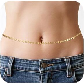 RWQIAN Gold Plated Waist Chain for Women,Dainty Layered Belly Chains,Adjustable Sexy Summer Beach Body Chain Coastal Bikini Hips Chain Waterproof Charm Swimsuit Jewelry Gift in Saudi Arabia